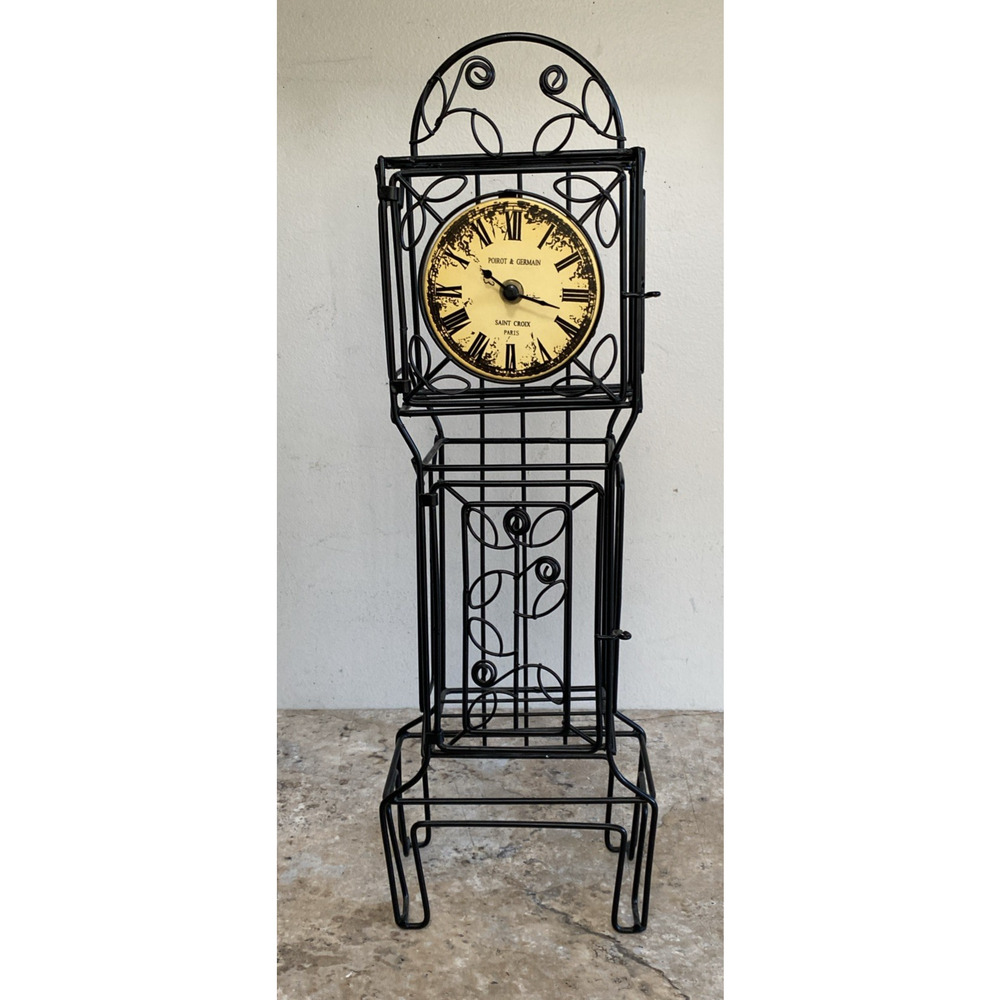 Wrought Iron Antique Style Quartz Clock 22" x 7" x 7" Retro Vintage Decor